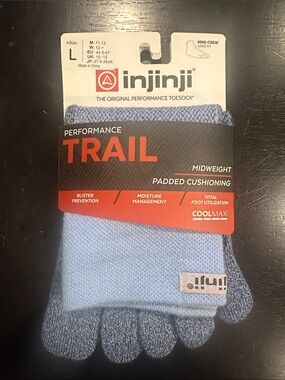 Injinji Men's Trail Midweight Toe Socks — Light Blue